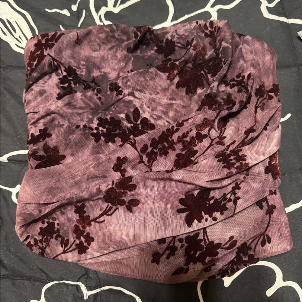 Floral Velvet tube top Purple and Burgundy